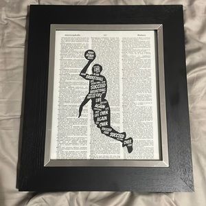 COPY - Black and white basketball art piece, 11.5 x 13.5 inches